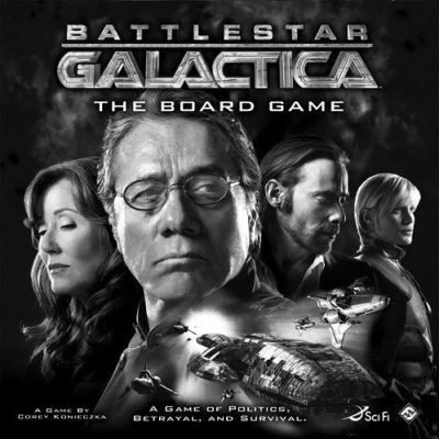 Jeu : Battlestar Galactica – Le jeu de plateau Nombre de joueurs : 3 à 6 joueurs Temps moyen pour une partie : 2 à 3 heures Prix de détail suggéré : 74,99 $ Auteur : Corey Konieczka
