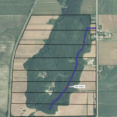 Vue aérienne des terres du projet Petites terres